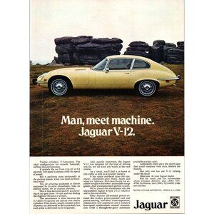 1973 Jaguar Jag E Type 2+2 V-12 Vintage Print Ad Classic Sports Car Wall Art